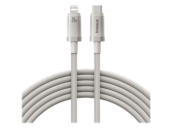 Cable USB-C a Lightning - Baseus Titanium Alloy, Carga ultrarrápida, Alta resistencia, Lightning, 200 cm, 20W, Dorado Galaxy