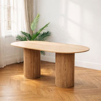 Mesa de comedor redonda en madera de pino