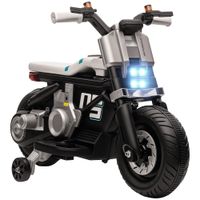 homcom moto electrica infantil con faros musica bocina velocidad 3 kmh para ninos de 3-5 anos 86x44x58cm negro y blanco   aosom espana