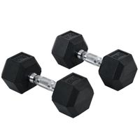 homcom juego de mancuernas 8kg cu con barra de conexion de metal cabeza hexagonal para entrenamiento en casa negro y plata   aosom espana