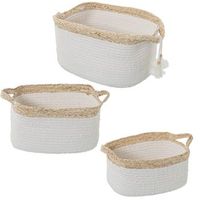 set 3 cestos natural y blanco