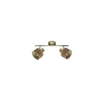 Regleta Nando 2xe14 Cuero/madera Oscura Focos Orientables 16x36,5x10 Cm