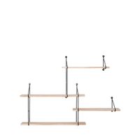 estante de pared de madera y metal - madera clara