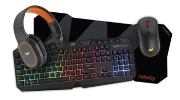 KIT NETWAY GAMING XKS600 AURICULARES BT+RATON+TECLADO+ALFOM XL combo