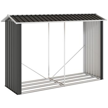 Outsunny Leñera con Estructura de Acero Galvanizado y Base elevada 240x86x160 cm Negro   Aosom España