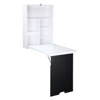 homcom escritorio de pared encimera abatible 5 compartimentos 60x945x147cm negroblanco