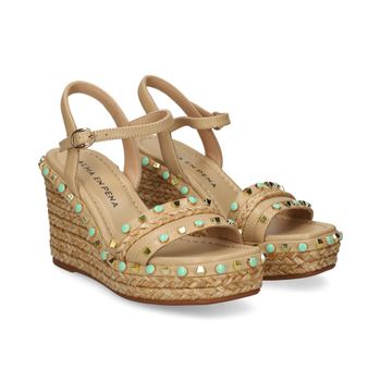 Alma En Pena Sandalias Cuña Mujer - Beige Talla 37
