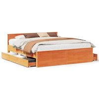 cama sin colchon con cabecero madera de pino marron 180x200 cm vidaxl