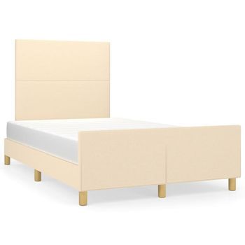 Estructura De Cama Sin Colchón Tela Crema 120x200 Cm Vidaxl