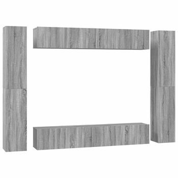 Set De Muebles Para Tv 10 Pzas Madera Contrachapada Gris Sonoma Vidaxl