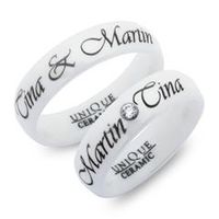 alianzas de ceramica blanca grabacion laser 6mm