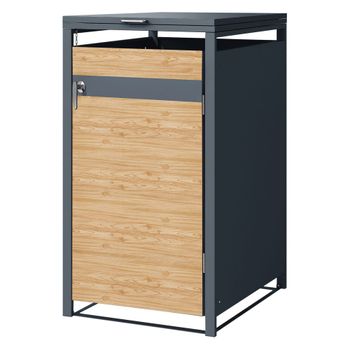 Cobertizo para 1 cubo 240l antracita aspecto alerce tapa y puerta