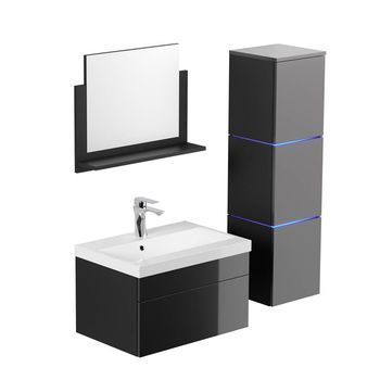 Conjunto Completo De Muebles De Baño Wangerooge L - Negro Made In Germany