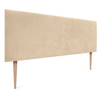 Dhome Cabecero Acabado Toalla Soft Tapizado Liso Con Patas Tejido Suave Para Pared Acústicos Cabeceros Absorbentes (140cm, 8cm - 125 Al. - Beige)