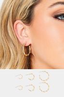 juego 3 pares de pendientes dorados bambu