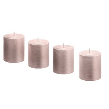 Lote de 4 velas cilíndricas rosas h5