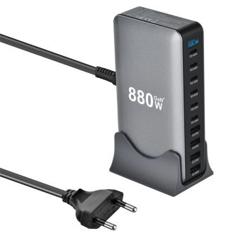 [GaN Tech] Bakeey YMX-880W Cargador USB PD de 880W 10 puertos 4USB-A+6USB-C PD QC Carga rápida Estación de carga de escr