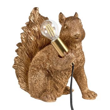 Lámpara De Mesa Con Temática Animal Lámpara De Noche Con Forma De Ardilla Lámpara De Lectura Para Dormitorio Dorada Pinoli