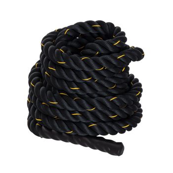 HOMCOM Cuerda de Batalla para Fitness Ø38 mm 9 m Battle Rope para Entrenamiento de Fuerza y Crossfit Poliéster Negro   Aosom España