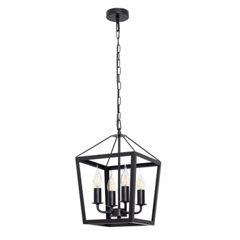 BEL AIR HOME Lámpara Colgante NORA 4xe-14 Negro 25x25x80cm - Iluminación moderna y elegante para tu hogar