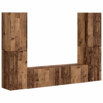 Conjunto De Mueble De Tv 6 Uds | Mueble De Salón | Gabinete De Tv Madera Envejecida
