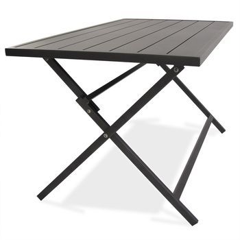 Mesa Para Exterior Plegable Rectangular, Aluminio Color Antracita, Medidas 120x72x71 Cm, Mesa De Comedor De Jardín, Mobiliario De Patio, Mesa Para Terraza