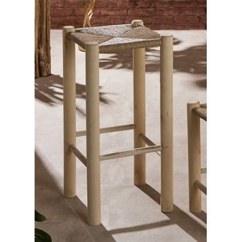 Taburete Madera Nat. Con Asiento De Cuerda 64 Cms. 32dx64 Cm