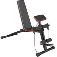 bicicleta estatica rolipo banco de musculacion plegable con respaldo ajustable de 7 niveles extension de piernas y soporte de biceps regulable