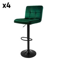 set 4x taburetes giratorios de bar terciopelo verde altura 63-83cm