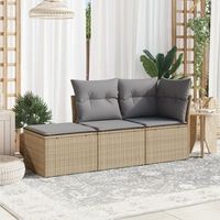 conjunto de sofas de jardin con cojines beige 3 uds  mueble jardin mesa y sillas ratan pe cfw462699