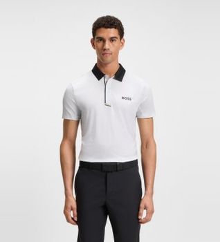 BOSS para hombre. 50549460 Polo Paddytech Goc blanco (L), Casual, Poliéster, Manga corta