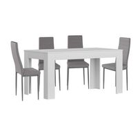 mesa extensible de comedor o cocina blanco  4 sillas en polipielmetal gris