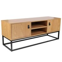 mueble tv de madera 2 puertas 1 balda home deco factory 117x39x48 cm