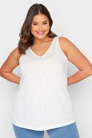 yours camiseta blanca sin mangas efecto lino mujer curvy y tallas grandes yours