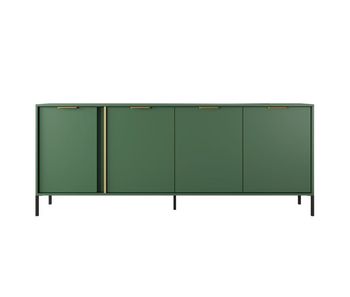 Cómoda lars 4d diseño moderno y acabado de alta calidad 203x40x82 cm verde & dorado