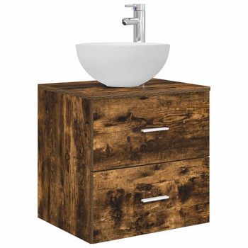Vanidad Con Lavabo De Pared Roble Ahumado 49,5 X 41 X 64,5 Cm Vidaxl