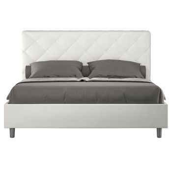 Cama Italiana Para Adultos Acolchada En Piel Sintética Paryse-color Blanco-ropa De Cama 140x190 Cm