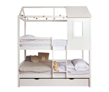 Litera + cama de arrastre madera blanco 90x190/90x190cm