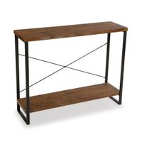 consola recibidor de entrada en aglomerado efecto madera y metal negro