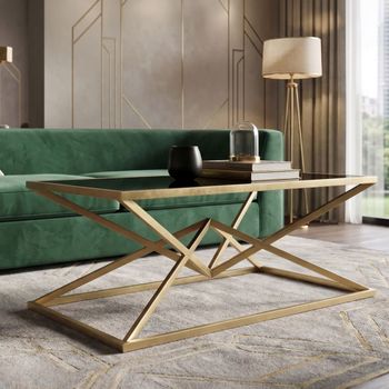 Mesa de centro de metal dorado cm 110x60x45
