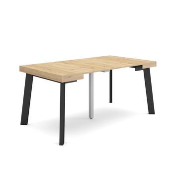Mesa Consola Extensible | Mesa Comedor Plegable | 160 | Para 8 Comensales | Patas De Madera | Estilo Moderno | Roble