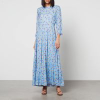rixo kristen printed crepe midi dress - uk 10