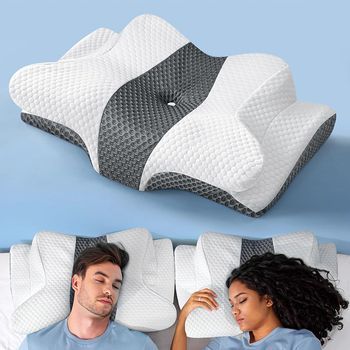 Almohada Cervical De Espuma Viscoelástica Con Forma De Mariposa Para Adultos, Almohada Alta Con Rebote Lento.