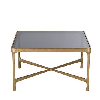 Mesa de centro redonda de vidrio tintado y aluminio Ø81 cm