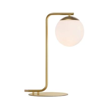 Lámpara de mesa dorado estilo nórdico y bola de cristal blanco