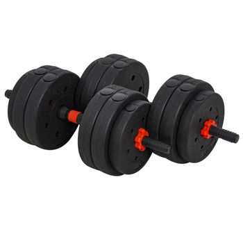 HOMCOM Juego de Mancuernas 2 en 1 de 25 kg Barra Ajustable Entrenamiento de Fuerza y Levantamiento de Pesas Hogar Oficina Negro