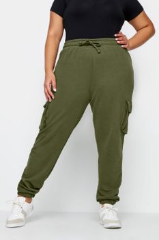 Yours Joggers Caqui Cargo Con Puños, Mujer Curvy Y Tallas Grandes, Yours