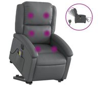 vidaxl sillon de masaje elevable electrico cuero sintetico gris