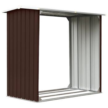 Caseta Jardín Para Leña Acero Galvanizado Marrón 172x91x154 Cm Vidaxl
