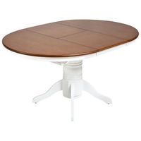 mesa de comedor extensible vintage retro con pedestal 106150 cm de madera clara de fresno akron